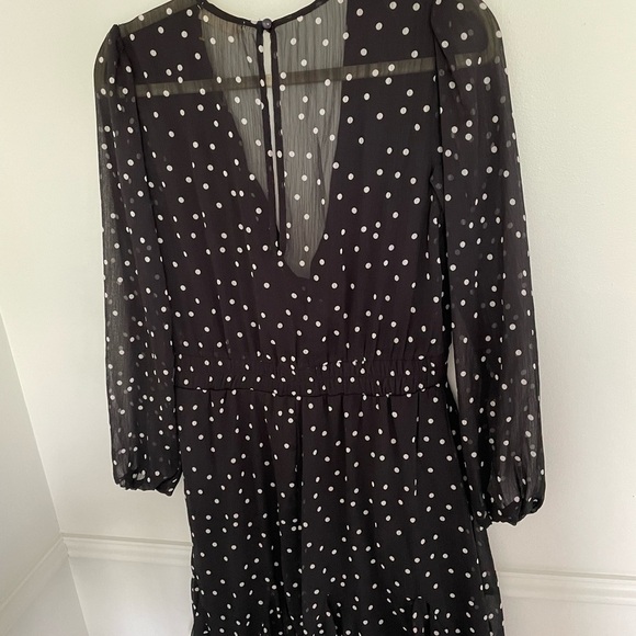 Alter’d State Polka Dot White Black Long Sleeve Ruffle Dresss Sz Medium - Picture 5 of 8